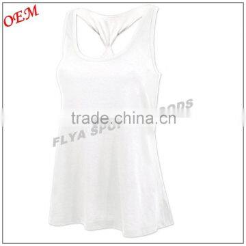 Loose-fitting work out plain white cotton singlet for women