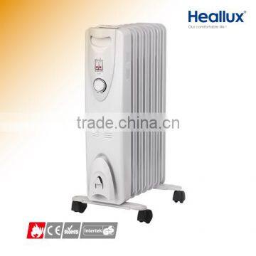 Oil filled heater with tip-over protection / Handle and castors for easy transport