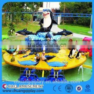 Amusement park equipment, popular spin rides, rotate amusement rides, Fight Shark Island, water shooting/ laser shooting