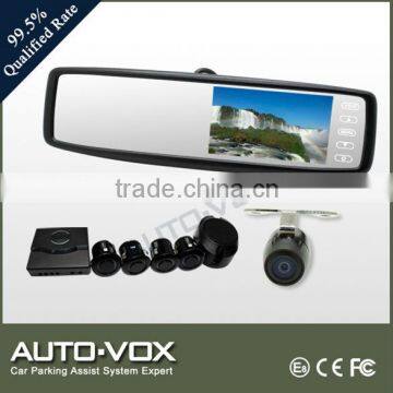 Car Rearview Camera system With Parking Sensor 4.3 inch car mirror monitor