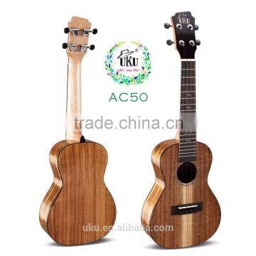 AC-50 China wholesale 23" concert solid koa standard Worth strings ukulele