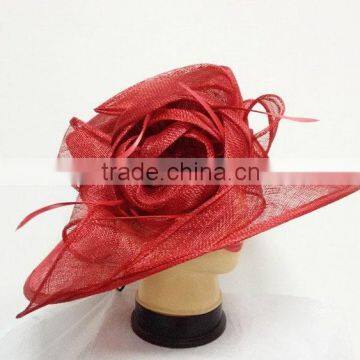 Red sinamay hat/church hat/party hat