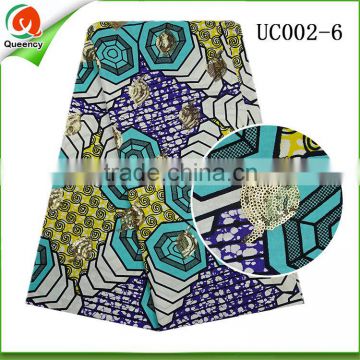 china supplier wholesale sequined african wax prints fabric hollandais cotton fabric