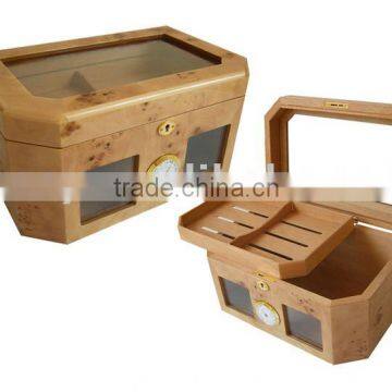 Natural Mapa Burl Cigar Humidor and Cigar Box