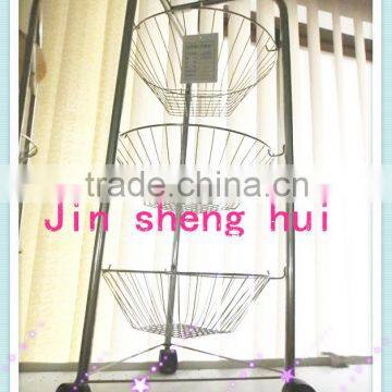 New design stainless steel fruit basket bamboo fruit basket