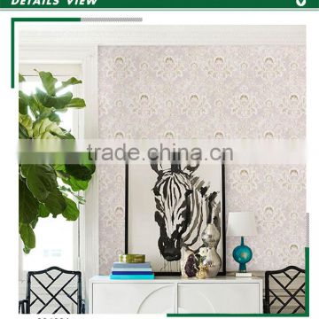 buy foaming non woven wallpaper, pastoral damask wall paper for apartment , stunning wall decal wholesaler