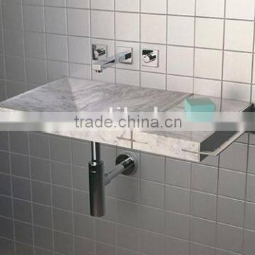 grey and white marble and square shallow basins