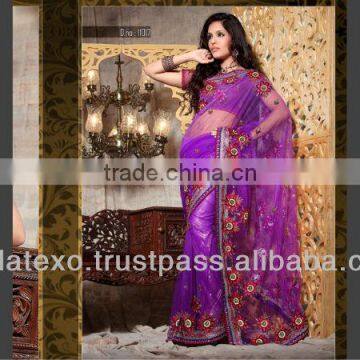 Lavender Net Embroidery Saree