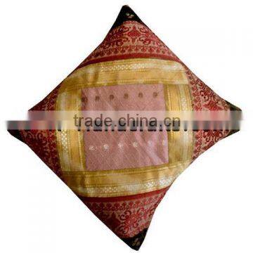 ETHNIC INDIAN ANTIQUE SILK SARI BROCADE CUSHION COVERS