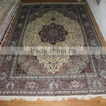 turkish artificial colour hand knotted pure silk carpet