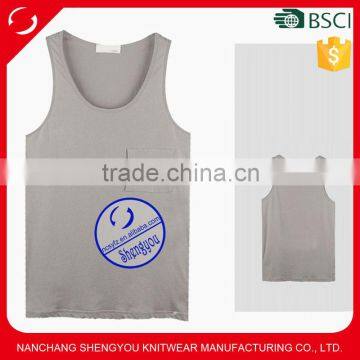 Custom Made Viscose Cotton Mens Blank Pocket Tank Top