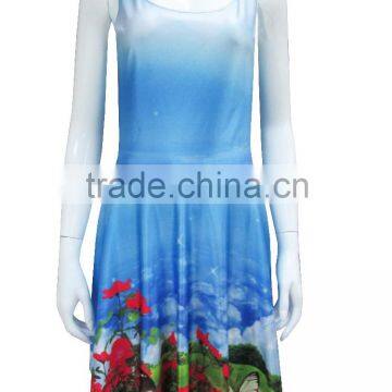 Straps Cap Sleeveless Floral Casual Dresses with custom design and logos