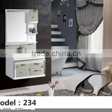 modern hanging popular cheap bathroom PVC cabinet with ceramic basin