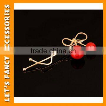 PGHD0385 Ladies Fancy Party Curved Metal Lovely Cherry Flexible Hair Clip photo-2