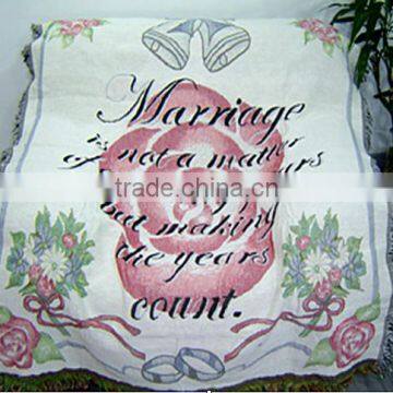 Customized pattern throw and blankets, aubusson tapestry polyester cotton woven bedspread