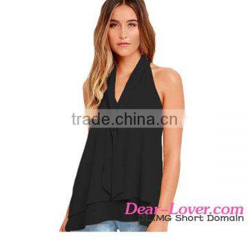 Black Double Ruffle Neck Tie Sleeveless crop top indian hot sex photos