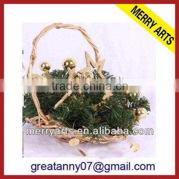 cheap plastic bulk christmas decoration wreaths in basket