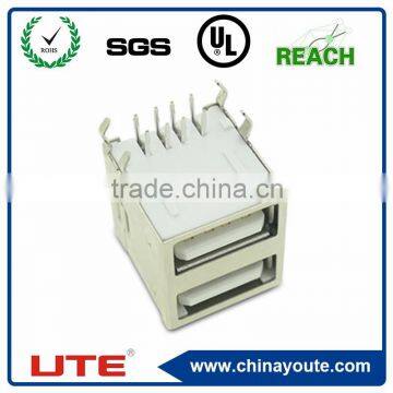 USB 2.0 connector double row female right angle network contact