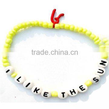 Promotion Gifts With Customer's Logo Palstic Beads DIY Elastic Customized Bracelet