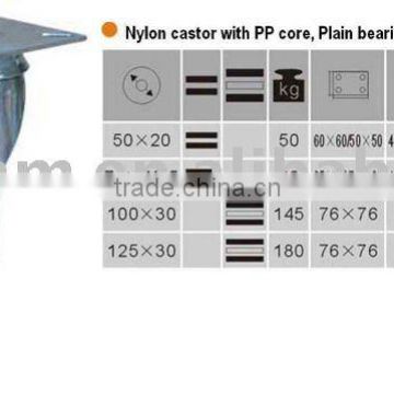 nylon castor with PP core plain bearing & roller bearing