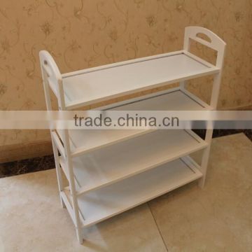 4 Tiers Bamboo Shoe Bench Rack white