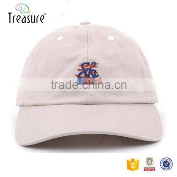 100% cotton hand embroidery logo design curved brim 6 panel baseball cap china supplier hats for men