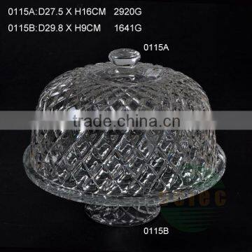 2016 unique cake transparent glass plate with stand