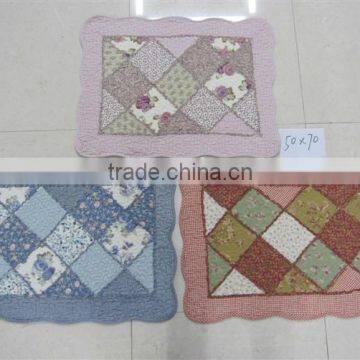 Shabby Chic Blue Floral Patchwork Quilted Cotton Bedroom Bath Floor Mat Rug photo-2