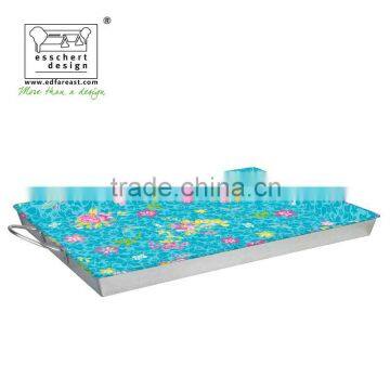 designer zinc galvanized garden flower pot tray rectangle maui charm print