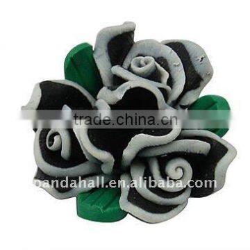 Handmad Polymer Clay Beads, Flower, Multicolor, about 23x14mm, hole: 2mm(RESI-Q004-6)