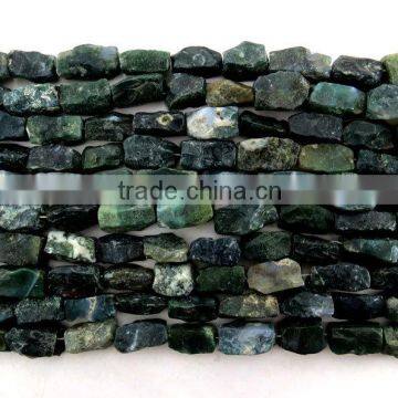 Moss Agate Hand Knapped Rectangle Nuggets