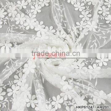 six leaf grass Chemical embroidery lace for women summer dress clotch breathable mesh white milk slik thread khnitted tablecloth