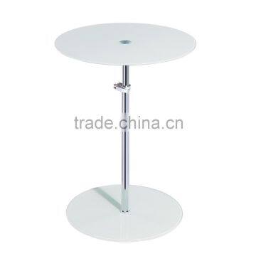 Glass round side table, adjustable high coffee table