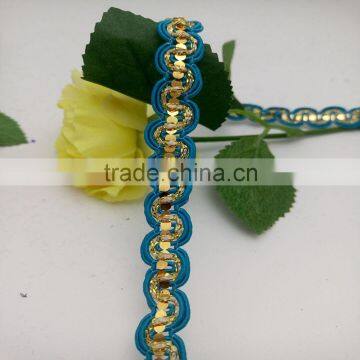 personalized thick covered wire golden braid lace with sequins