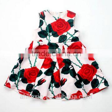 Wholesale rose flower print normal baby girls dress 2016                        
                                                Quality Choice