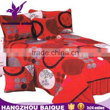 China Factory Red Circles Printed Microfiber Bedding Sets