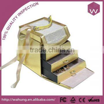 personal design leather gift jewelry box with handle wholesale