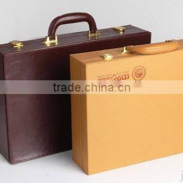 Custom made lint insert decorative wood-leather suitcase box