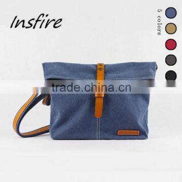 vegetable-tanned belt leather bag,simple bag ,high quality canvas women shoulder bag canvas leather messenger bag