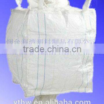 UV treated fabric big bag/ U-panel baffle bag with spout top and discharge spout