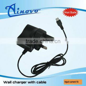 good quality uk wall charger with cable for cell phone,for iphone 4 wall charger