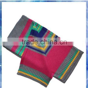 Multicolor Horizontal Stripe Scarf for Young Girls photo-3