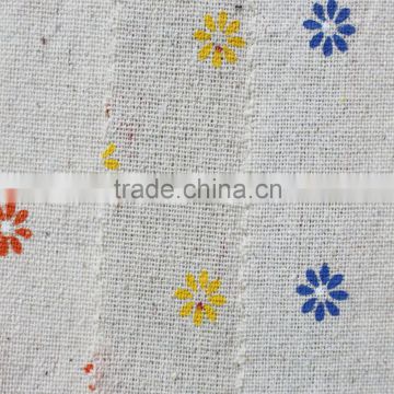 mini flower printed undyed greige natural linen fabric