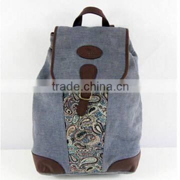 2014 new and hot canvas backpack fashion lady designer embossed flower backpack china bags