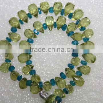 Natural Peridot With Apatite Faceted Drops