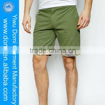 Domi hot sex image 100% cutton fabric of leaf contrast with side slant pockets new design men's shorts