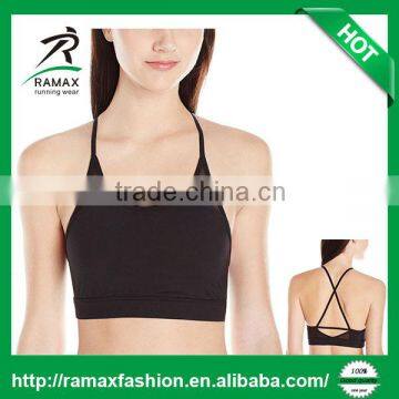 Ramax Custom Women Black Criss Cross Straps Latest Design Hot Yoga Gym Sports Bra