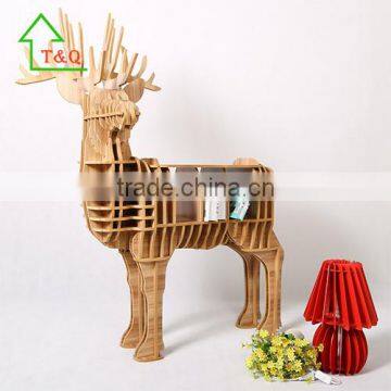 Home Decor Shelf Book Organizer Side Coffee Table Deer Animal Sturdy Wooden Furniture