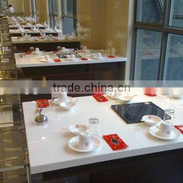 Super white artificial stone dining table slab