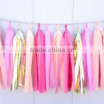 FOIL Hanging tissue paper tassel garland for wedding decoration